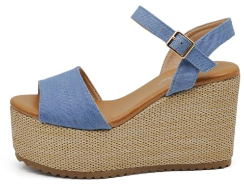IF Scarpe Sandali Con Zeppa da Donna con Platform Corda Plateau in Paglia Cinturino alla Caviglia Comode Z7479-09