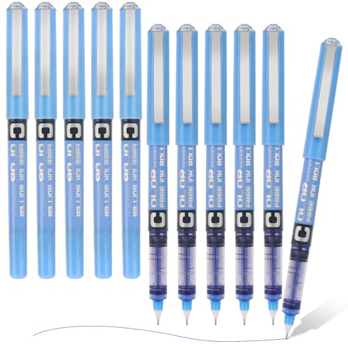 MOTIBACK 10er Set Tintenroller, 10 Farben Gelstifte mit 0,5mm Spitze, Flüssigtinte Rollerball Pen für Journaling, Schreiben & Skizzieren (Blau)