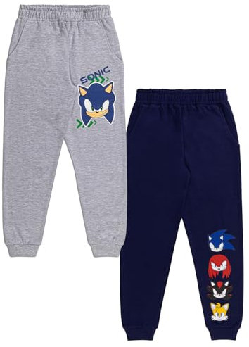 SONIC THE HEDGEHOG Jungen 2pk Jogginghose Jogger Pants 2er Pack Trainingshose Sonic Geschenke für Kinder, mehrfarbig, 8-9 Jahre