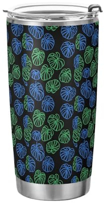 Plant Green Monstera Deliciosa Stainless Steel vacuum insulated water bottle with Straw Leak Resistant Flip travel coffee mug for outdoor reusable insulated coffee tumbler termo para bebidas