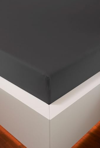 HEFEL Edel-Jersey Spannleintuch, Spannbetttuch– 16 Farben – Tencel™ & Baumwolle – 3 Größen (Anthrazit, 90–120 x 200–220 cm)