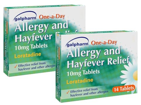 2X 14 Galpharm Loratadine 10mg Hayfever and Allergy Relief One-a-Day Tablets – Bundled by Smart Cutie