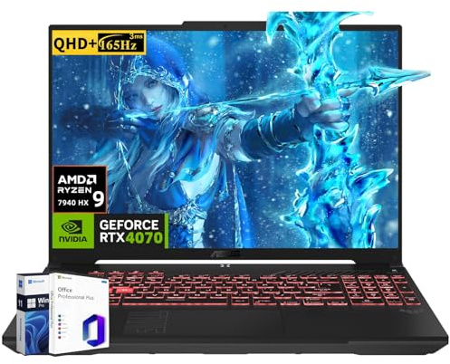 ASUS TUF Gaming A16 Laptop, AMD Ryzen 9 7940HX(Beat i9-13900H), NVIDIA RTX 4070, 16 2560x1600 QHD+ 165Hz, 32 GB DDR5, 1 TB SSD, Windows 11 Pro, Office Pro, FA607PI-AS94