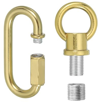 PATIKIL M10 Fine Thread Lamp Female Loop Holder with M12 Adapter Chain Quick Link, Lifting Eye Nut Hook Ring Structural Support to Chandelier, 44 lbs Load Copper