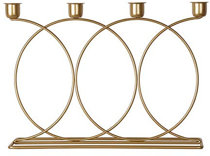 Golden Wrought Iron 4-Candle Holder - Elegant Taper Candlestick Candelabra for Fireplace Wedding Party Dinner Table Centerpiece Decoration