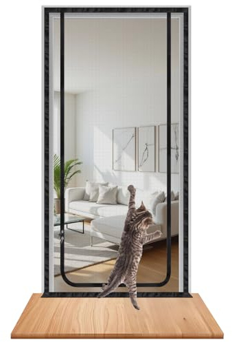 DBREAKS Katnät balkong dörrgaller dragkedja 103 cm x 215 cm svart | Med dragkedja, utan borrning, finmaskig, reptålig, dörrgaller mot utbrott, som husdjursskydd