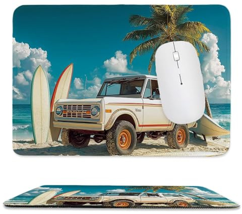 Petit Tapis de Souris 34 x 28 cm avec Base en Caoutchouc Antidérapant et Imperméable, Gaming Tapis de Souris pour Femmes, Enfants, Hommes, Ordinateurs Portables sans Fil (Surfboard Voiture) k-91