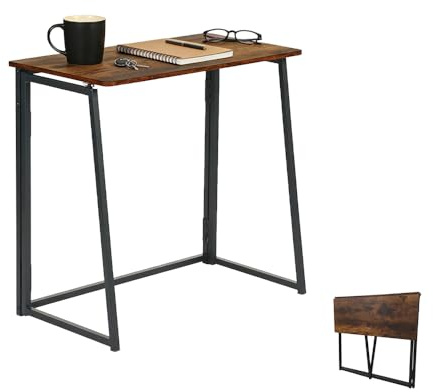 1 Stück Kleiner Klapptisch Holz Schreibtisch Vintage Braun, Computertisch Klein Laptoptisch Klappbar Laptop PC Computer Tisch für Homeoffice/Arbeitszimmer/Schlafzimmer/Wohnzimmer/Büro/80x40x74CM(BTH)