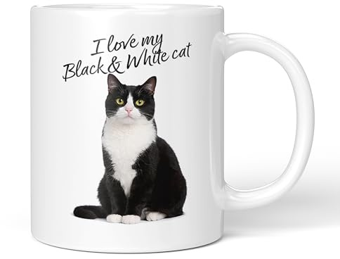 Party People Black & White Cat Mug - 11oz Ceramic Coffee or Tea Cup for Cat Lovers, Christmas, Birthday, Secret Santa, Mother’s Day or Father’s Day Gift 0012