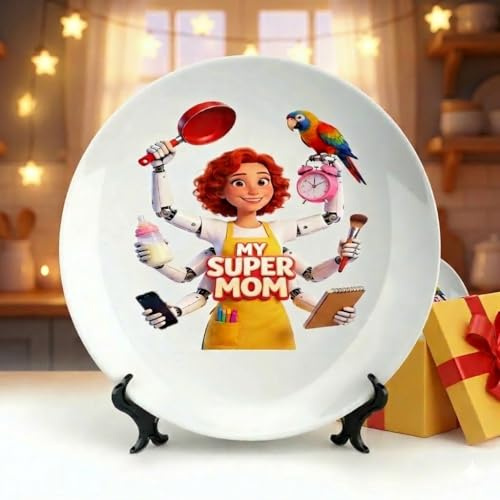 Piatti Moderni Personalizzato Regalo Festa Della Mamma Piatto Artistico decorativo in Ceramica Personalizzato Idee Regalo Mamma Nonna Zia Lei Compleanno Anniversario Natale (Stile01)