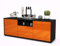 Stil.Zeit TV Schrank Lowboard Ameriga, Korpus anthrazit matt, Front Hochglanz Design Mandarine (135x49x35cm), Push to Open Technik & Leichtlaufschienen