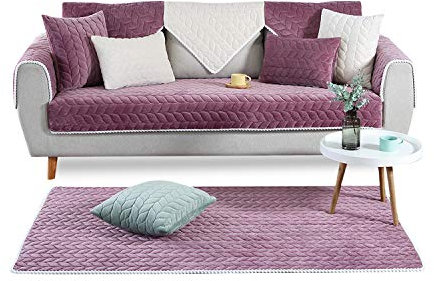 PETCUTE Sofaschutz Sofaschoner,Sofabezug Antirutsch Kratzschutz Hund Katze Sofa Überwurf,Hundedecke Ecksofa Sofa Schutzdecke Schonbezug Sofa Abdeckung Sofaüberwurf für Wohnzimmer,Lila 90 * 90cm