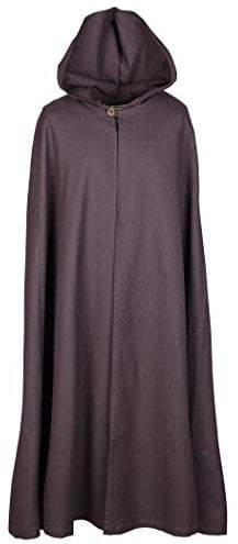 Battle-Merchant Mittelalter Umhang Burkhard mit Kapuze Damen Herren Kostüm Kleidung LARP Wikinger (Braun)