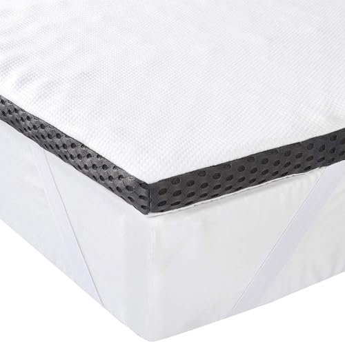 Amazon Basics Memoryschaum Matratzenauflage mit Bändern,90 x 190 cm, 4 cm Höhe, weiß