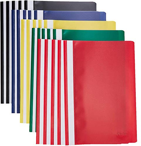 Indigo® A4 Project Folders – Assorted Colours Report Files with Clear Front Cover & 2-Prong Fastener, 30-Sheet Capacity (Pack of 25)
