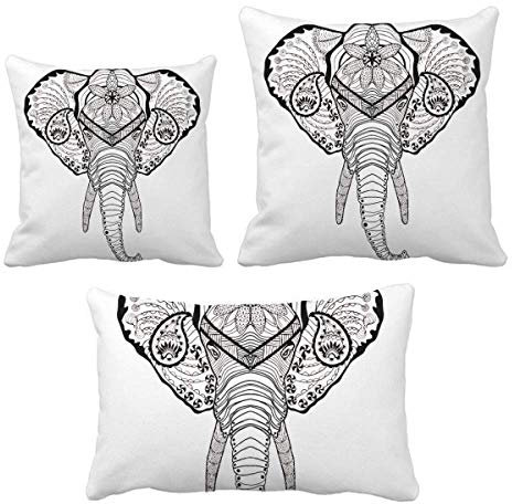 DIYthinker Lange Zähne Elefant Animal Portrait Sketch Werfen Kissen Set Einfügen Kissen Abdeckung Startseite Sofa Dekor Geschenk