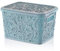 Muddy Hands Plastic Lace Storage Box with Lid Home Kitchen Bedroom Bathroom Office Stackable Lidded Basket Container (Teal, 5.5 Litre)