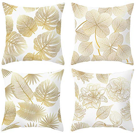 ARNTY Kissenbezüge 45x45cm,Kissenbezug Dekorativ Kissenhülle Polsterbezug Bezüge Guter Polsterbezug für Sofa Schlafzimmer Büro (Goldene Blätter02, Velvet)