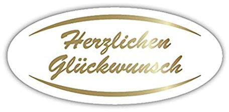 Geschenk-Etiketten Herzlichen Glückwunsch – E-721-250 – Haft-Etiketten Aufkleber Papieraufkleber selbstklebend Haftpapier Geburtstag - 40x18mm – mit Goldprägung - 250 Stück