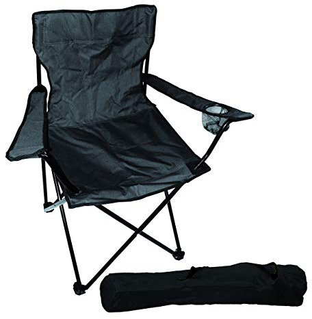 Praktischer Anglersessel Campingstuhl Faltstuhl Anglerstuhl Regiestuhl mit Getränkehalter und Tasche in Schwarz