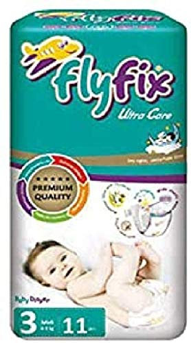 FlyFix TRFFXBD100001 Babywindeln, Ultra Komfort und Schutz, Midi (4-9 Kg) - 11 Stück, mehrfarbig