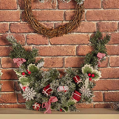 URBNLIVING Klassische dekorative grüne künstliche Weihnachtskranz-Girlande, Tischdekoration, Heimdekoration (rot, 90 cm)