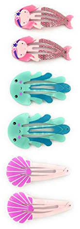 Promotech Lot de 6 barrettes à cheveux amusantes pour filles (animaux marins)