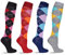 4/6 Paar Laufsocken Kniestrümpfe Stützstrümpfe Reisestrümpfe Damen lange Socken kompressionsstrümpfe Karo Muster 1303 (35, 38,4 Paar Modell 1)