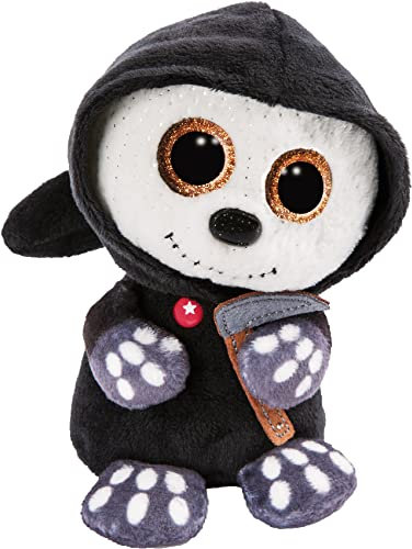 NICI Glubschis: Das Original – Glubschis Halloween Sensenmann Sanito 25 cm -Kuscheltier Sensenmann mit großen Augen-Flauschiges Plüschtier mit Glitzeraugen