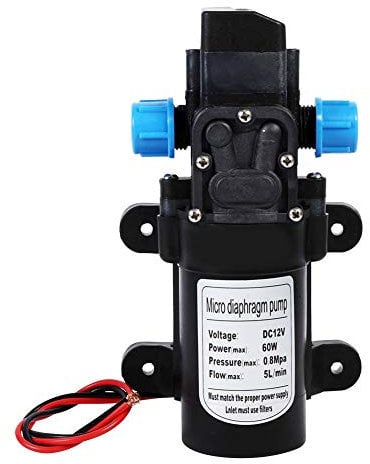 Auto Waschpumpe, 12V Membran Selbstansaugende Wasserpumpe 60Watt 5L/Min 116Psi Hochdruckwasserpumpe Intelligentes Ventil mit Druckschalter für Industrie Chemische Ausrüstung Autoreinigung selbstansaug