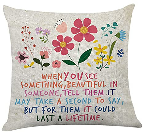 Littlefa Inspirierende Geschenke, niedlicher Retro-Blumen-Überwurf-Kissenbezug, dekorativer Kissenbezug für Wohnzimmer, Schlafzimmer, Dekoration für Mädchen, Freunde, Tochter, Nichte, Frauen – wenn
