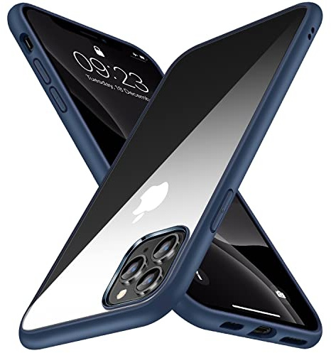 TENDLIN Kompatibel mit iPhone 11 Pro Max Hülle Vergilbungsfrei Harte Transparent PC Rückseite und Weiche Silikon Stoßstange Extrem Dünn Handyhülle iPhone 11 Pro Max - Blau