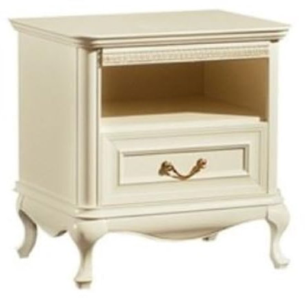Casa Padrino Luxus Jugendstil Nachtkommode Cremefarben 60 x 45,6 x H. 60,8 cm - Eleganter Massivholz Nachttisch mit Schublade - Barock & Jugendstil Schlafzimmer Möbel