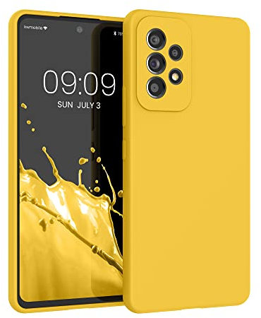 kwmobile Hülle kompatibel mit Samsung Galaxy A53 5G Hülle - Silikon Handy Case - Handyhülle weiche Oberfläche - kabelloses Laden - Strahlend Gelb