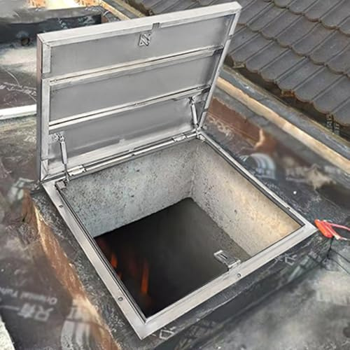 SFJATTA Sol Trappe d'accès au Plafond Porte de sécurité en Acier puits de lumière et Trappe de Toit pour entrepôt/Atelier de réparation Automobile(90 * 90cm)