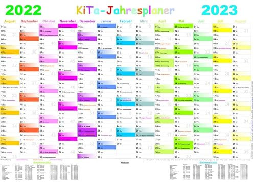 Kita-Jahresplaner 2022/2023: hochwertiger, großer Wandkalender 100 x 70 cm, abwaschbar und beschreibbar mit non-permanent-Stiften durch ... wird gerollt und verschweißt geliefert