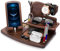 Geschenke für Männer Geburtstag Holz Telefon Dockingstation Uhren Geldbörsen Nachttisch Organizer Weihnachten Männer Geschenk, Geburtstagsgeschenke für Männer oder Vater Schreibtisch Organizer Holz