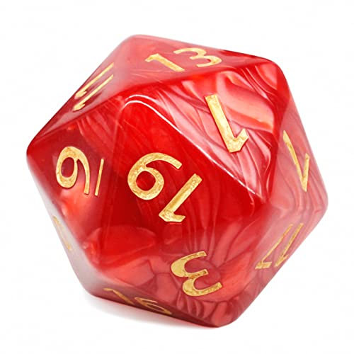 Set di dadi giganti poliedrici a 20 facce, D20 giganti, poliedrici da 55 mm, in titanio grande, color perla, set di dadi D20 da 20 lati, per Dungeons and Dragons, giochi da tavolo MTG (serie Red