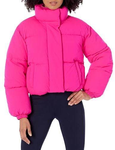 Amazon Essentials Doudoune Courte à Fermeture Éclair Intégrale (Polaire Matelassée Mate ou Sherpa) Femme, Rose Fluo, XXL