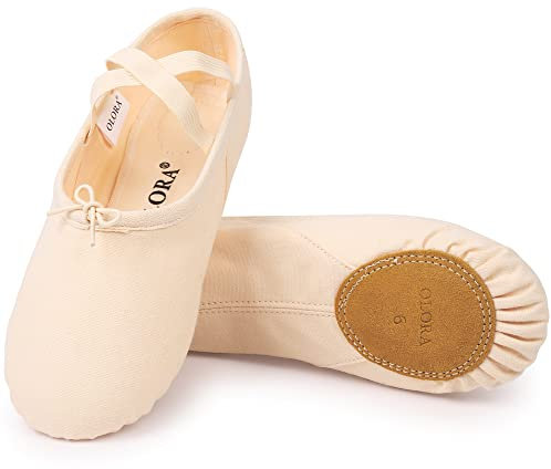 OLORA Ballettschuhe Damen Gymnastikschuhe Ballettschläppchen Ballerinas Tanzschuhe Flach für Erwachsene-Rosa 37 EU