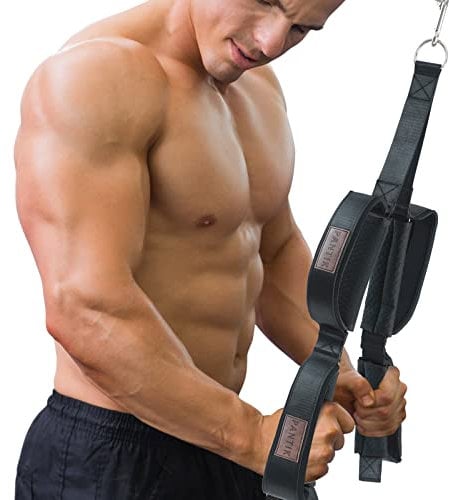 PANTIK Triceps Rope Gym Cable Machine Attachments with Carabiner Anti-Slip Long Triceps Strap 2 Loops Neoprene Handles Pulldown Rope for Pushdowns Face Pulls Crunches Overhead Extensions Biceps Curl