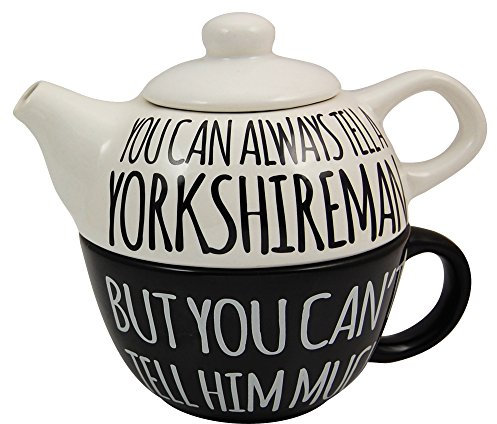 Kapow Gifts Yorkshireman Teapot and Mug - Yorkshire Gift for him or her, Ceramic, 250ml