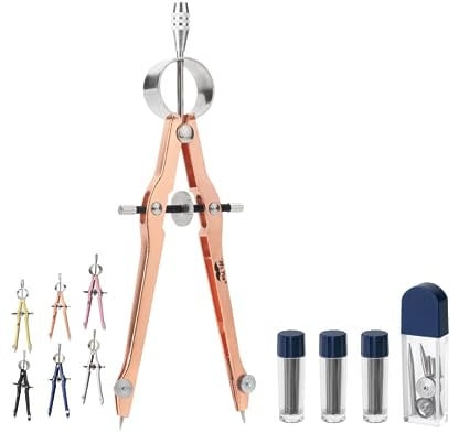 Mr. Pen- Professional Compass for Geometry, Rose Gold with Extra Leads, Metal Compass with Lock, Drawing Compass, Geometry Compass, Math Compass, Compass Drawing, Drafting Compass, Drafting Tools