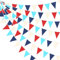 32Ft Rot Blau Khaki Wimpelkette Banner Party Dekorationen Stoff Wimpel Dreieck Flagge Girlande für Hochzeit Geburtstag Babyparty Pirat Ahoi Anker Nautisch Unter dem Meer Ozean Unterwasser Kinderzimmer
