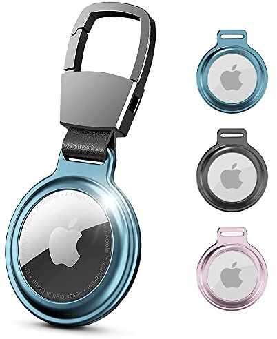 Empire 1pc Apple Airtag Holder Metal Protective Sleeve - Aluminum Cover Airtag Keyring Case for Apple Air Tag - Enhanced Protection & Sleek Design - Safeguard Your Airtags with Elegance (Blue)