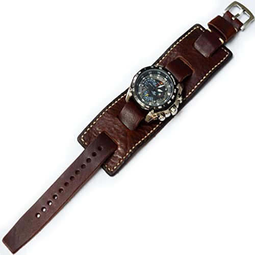 Uhrenarmband aus Leder, braun, 18 20 22 24 26 mm, handgefertigt, Nato-Armbanduhr, 22 mm