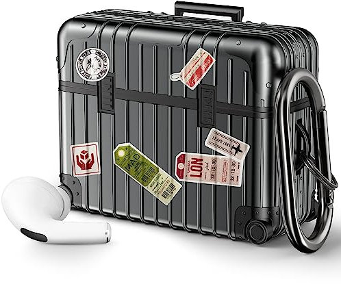 VISOOM Airpods Pro 2 Hülle Kompatibel mit Airpods Pro 2 2022 Case Cover Cute Stoßfeste Schutzhülle Weiches TPU mit Karabiner [Front-LED Sichtbar [Kabelloses Laden] (Schwarz) New