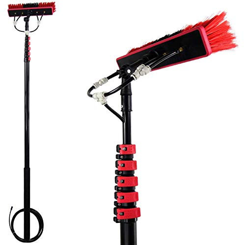 PiurUf Kit de Nettoyage Pour Poteau D'Extension Télescopique, Nettoyage de Panneaux Photovoltaïques Et Solaires, Pour Voitures, Caravanes, Camions, Camping-Cars Et Bus, Brosse À Eau/36Ft/10.8M