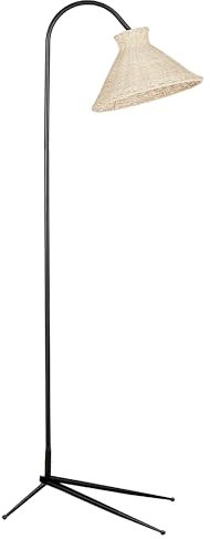 Beliani Stehlampe Rattan natürlich/schwarz 148 cm Kegelform modern Boho Kerian