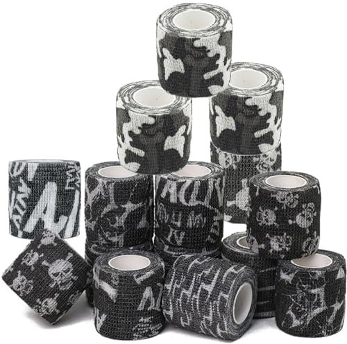 Yueser Selbstklebender Verband, 15 Rollen Selbsthaftende Bandage Selbstklebende Selbsthaftender Verband Selbstklebend Haftbandage Fixierbinde Selbsthaftend Tattoo Outdoor Camouflage Tape 5cm*4.5m